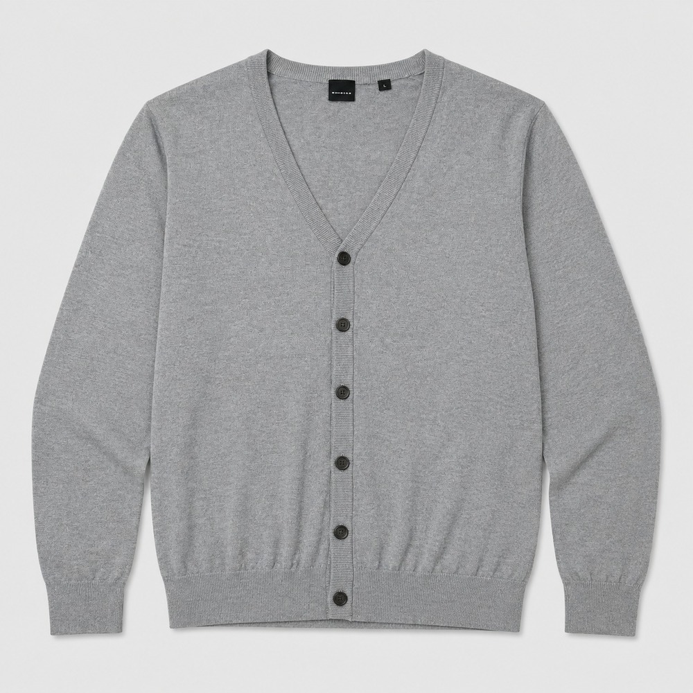 Dunning Cardigan Mens Large Gray V Neck Button Front Lightweight Sweater NWT